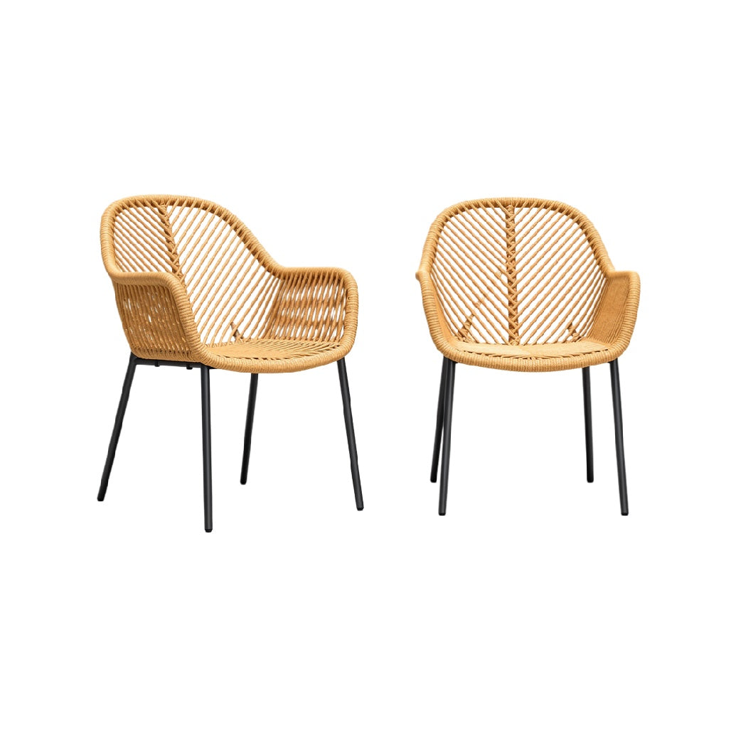 Modern Rattan Outdoor Chairs with Metal Legs
