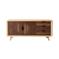 Modern Wooden Sideboard with Geometric Patterns and Storage Drawers